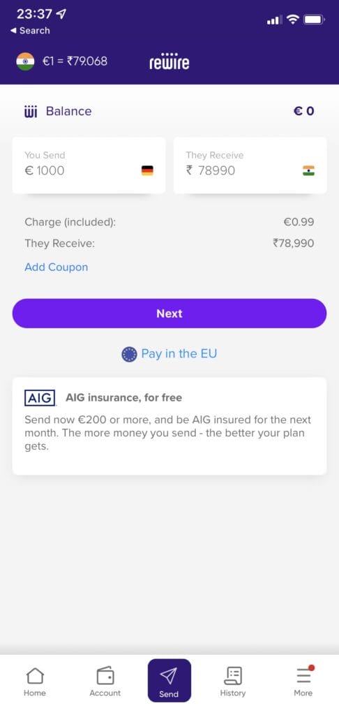 Transfer money to India